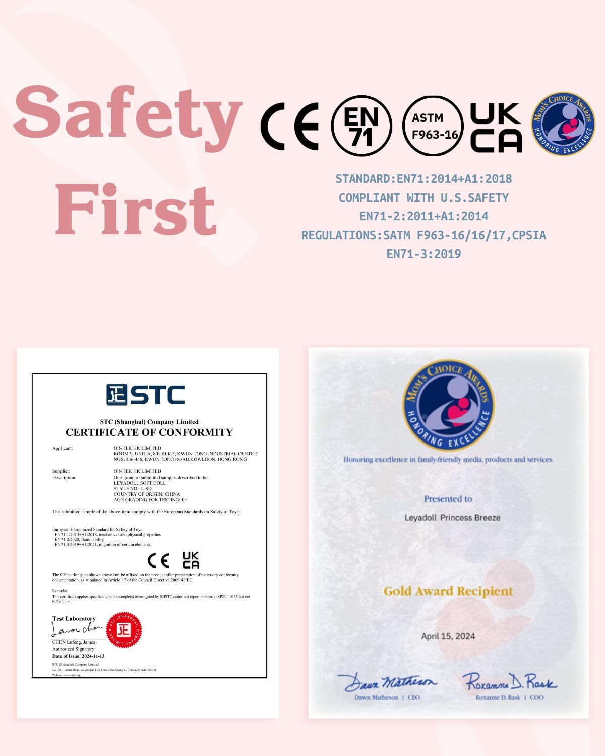 LeyaDoll Personalized Soft Baby Doll Toys for Girls (16''), My First Christmas Dolls, Leya Doll Baby Rag Doll Plush Toys for Toddler Kids Infants -Christmas Special - Princess Breeze