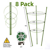 8 Pack Tomato Cage Plant Support Cages for Garden, 18 inches Tomato Trellis for Climbing Plants, Upgrade Garden Plant Stakes with Adjustable Ring, Tomato Rings for Support