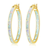 CiNily Big Gold Hoop Earrings Womens Opal Hoop Earrings 14K Gold Plated
