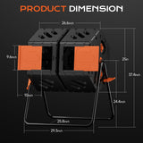 TOP XIAN Compost Tumbler Outdoor 45 Gallon/170L, Dual Chamber Large Compost Bin for Garden, Backyard, and Yard, Large Opening & Elevated Base 360°Rotating Tumbling Composter for Gardeners