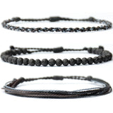 Mezcla Vida Handmade Natural Stone Beaded Healing Bracelet Gift for Men Adjustable Rope String Bracelet (Lava Rock, Adjustable)