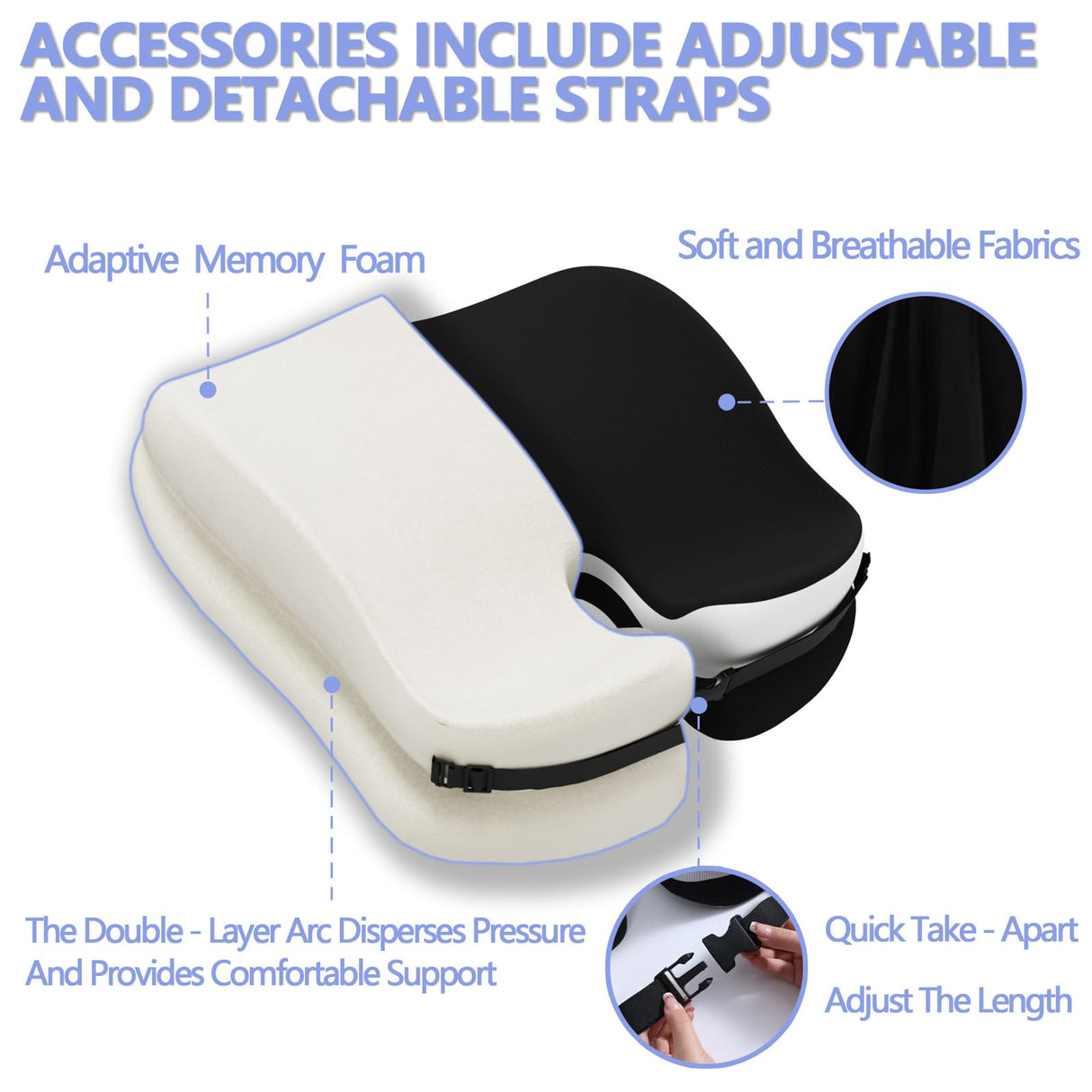 Seat Cushions for Office Chairs Wheelchair Cushion for Long Sitting Back Pain，Coccyx Cushion for Tailbone Pain Relief Cushion Office Chair Butt Pillow，Memory Foam Seat Car Computer Desk Chair Cushion