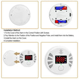 High Definition Color Screen Detector LCD Powered by Carbon Monoxide Detector and Smoke Alarm Battery (excluding Battery) (Large Screen, 4Pack-CO&Smoke)