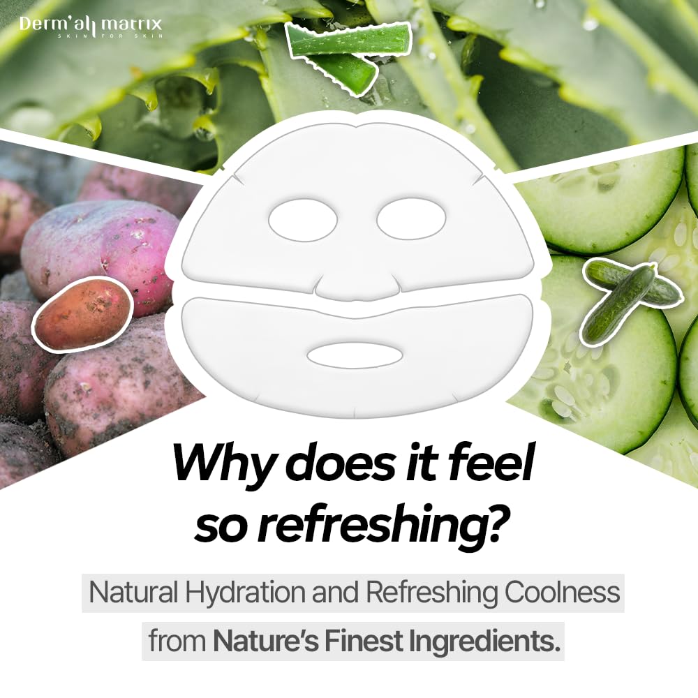 DERM·ALL MATRIX] Facial Cooling Care Mask 30g x 5 sheets. ECM. Deep hydration & Exfoliation. Cooling soothing effect.Natural Hydration & Refreshing Coolness.Korean Sheet Mask.