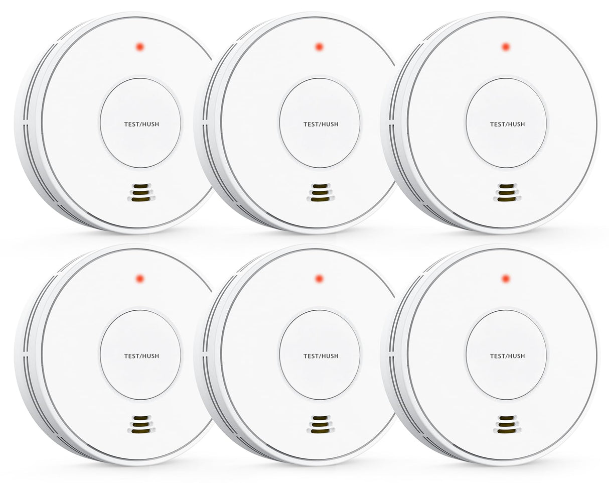 KARUOTOP 10-Year Battery Smoke and Carbon Monoxide Detectors, Fire Alarm CO Detector with Large Test/Silence Button, Easy Adhesive or Screw Mount, 6-Pack