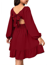 blibean Girls Long Sleeve Tie Back Dress Teen Fall Boho Wedding Guest Dresses Tween Holiday Formal Outfit Big Kids Cute Dance Christmas Clothes Size 12-13 Years Old Red