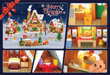 PLAXSOON Christmas Gingerbread House Village Mini Building Set with Lights, 1955 PCS Holiday Village Building Block Toy with Xmas Tree Train Santa for Home Decor, Gift for Adults Kids Girls Boys 14+
