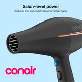 Conair InfinitiPRO Hair Dryer with Diffuser & Concentrator, 1875W, Black