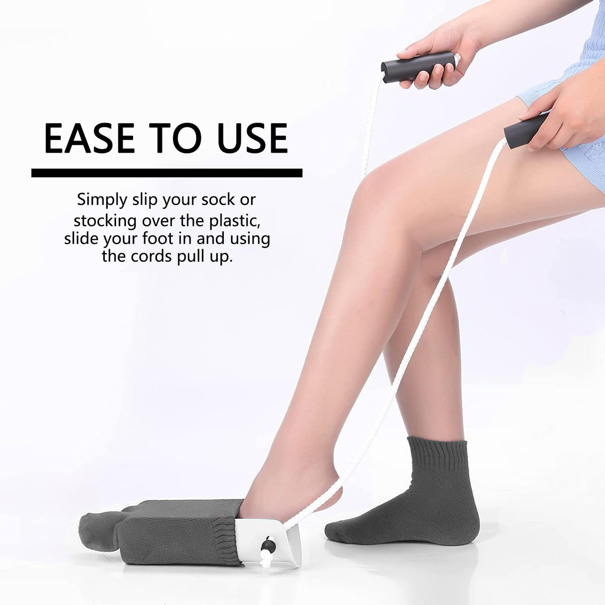 DILSIAI Sock Aid Device for Seniors Assistant Device no Bending Helper Easy on and Off Stocking - Without Bending, Slip Resistance, Reliable Sock Aid Device for Seniors (White)