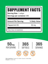 BulkSupplements.com Peppermint Oil Softgels - Peppermint Supplement, Peppermint Oil Pills, Peppermint Oil Capsules 50mg - Gluten Free, 1 Softgel per Serving, 365 Count (Pack of 1)