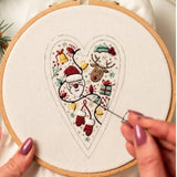 Froklic New Christmas Embroidery Kits, DIY Heart Shaped Hand Christmas Tree Embroidered Ornament Kit, Nativity Cross Stitch Kit for Winter Pattern Embroidery Decoration (with Needles-8PCS)