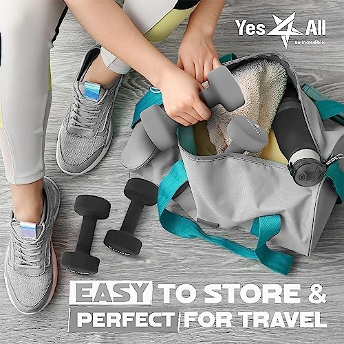 Yes4All Neoprene Coated Dumbbell Hand Weight Sets of 2 - Multiple Weight Options with 15 Colors, Anti-roll, Anti-Slip, Hexagon Shape