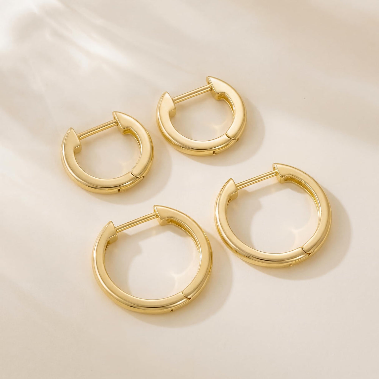 14K Gold Huggie Hoop Earrings for Women - Small Minimalist Earrings (14mm)