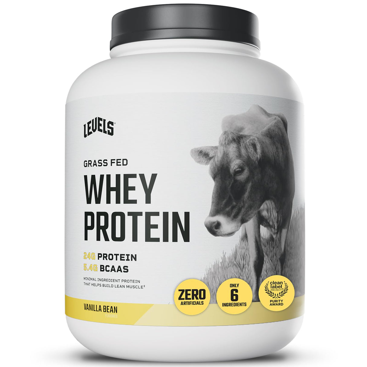 Levels Grass Fed Whey Protein Powder, No Artificials, 24G of Protein, Vanilla Bean, 5LB