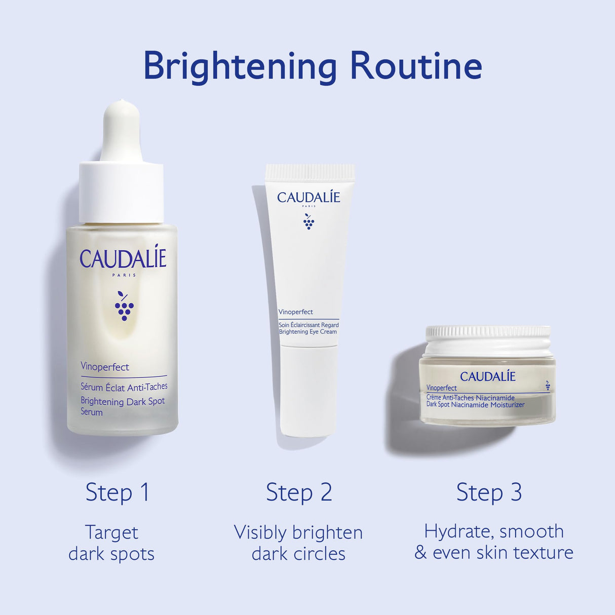 Caudalie Dark Spot Brightening Skin Care Set - Vinoperfect Brightening Dark Spot Serum Full Size + 2 Free Travel-Size Products ($120 Value)