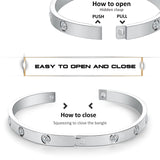 RIMRIVA Silver Bracelets for Women Trendy Love Bangle Friendship