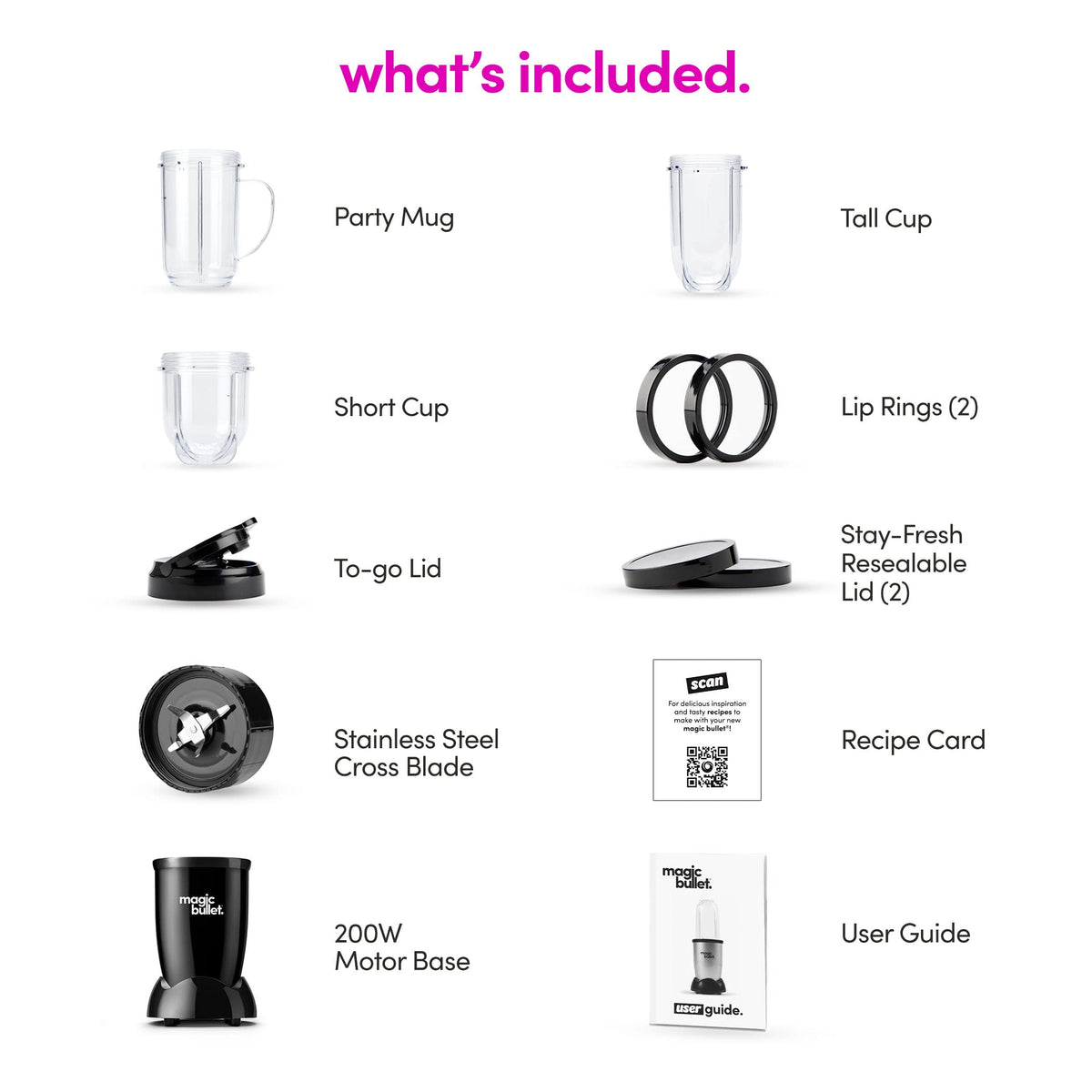 magic bullet® Personal Blender, 22 oz Cup, 250 Watt, Black, MBR-1101AK