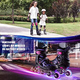 2PM SPORTS Vinal Girls Adjustable Flashing Inline Skates, All Wheels Light Up, Fun Illuminating Skates for Kids Men Adult Women and Boys