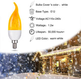Venforze E12 6 Pack 3 Mode LED Candelabra Flame Light Bulbs, 1.2W Warm White, 1800k Candle Light, Flame Tip for Christmas Party Decorations