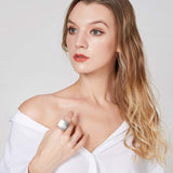 Aprilery Gold and Silver Rings for Women, Chunky Signet Statement Rings Gold Plated Band Wide Metal Square Rings Cocktail Costume Jewelry for Women