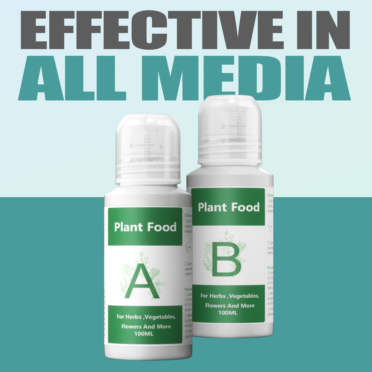 Hydroponics Nutrients (1000ml in Total), All Purpose Plant Food A & B, Hydroponics Supplies, Fertilizer for All Plants and Media, Hydroponics System Accessories for Vegetables Fruits Flowers Thrive