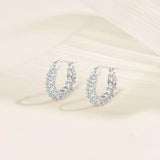 GIRIOIZ Sterling Silver Huggie Hoop Earrings, Simulated High Carbon Diamond (White Gold)