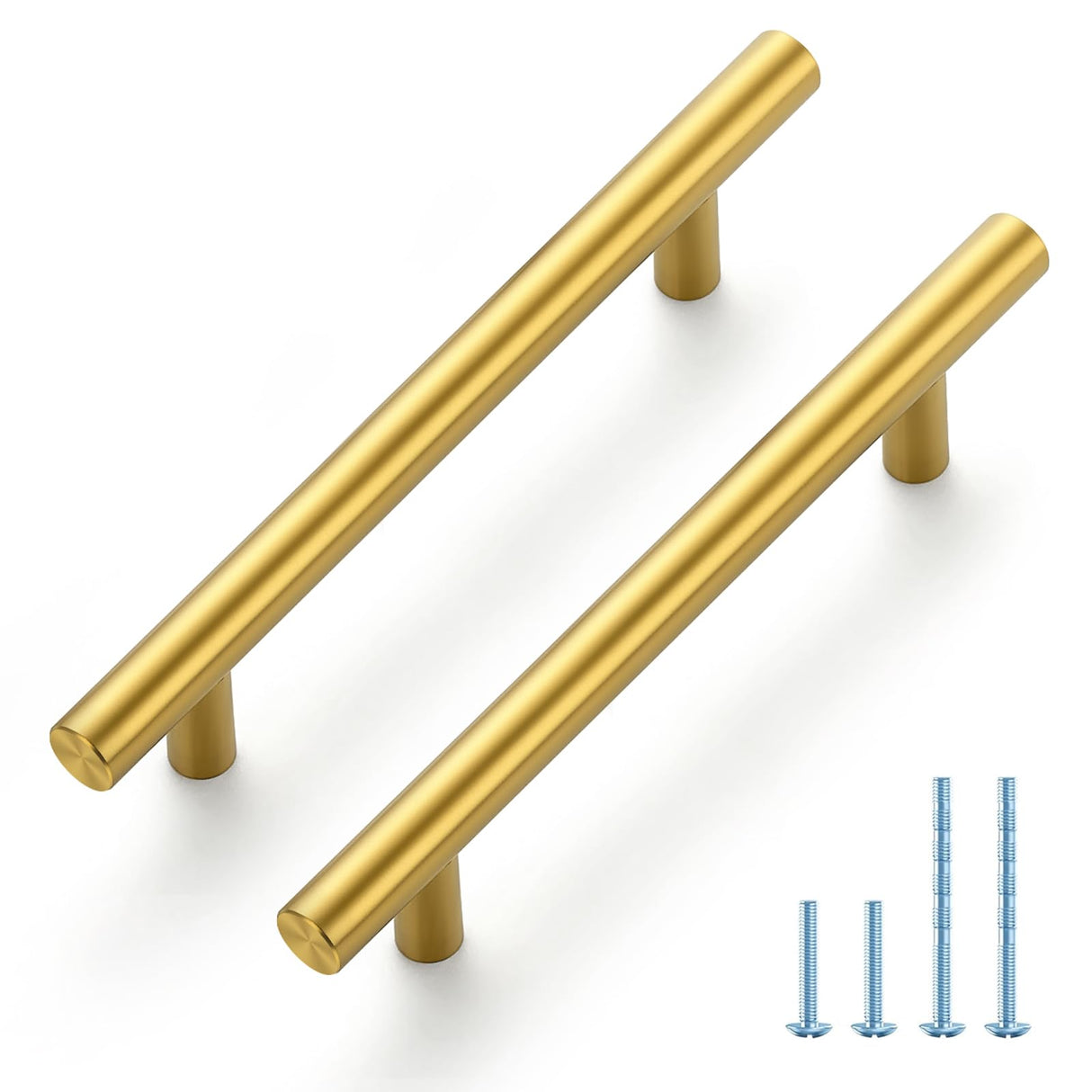 JOY DECOR 45 Pack 6 Inch Cabinet Pulls Kitchen Cabinet Handles with 3-3/4 Inch Hole Center Brushed Brass Cabinet Hardware Stainless Steel Kitchen Drawer Pulls for Cabinets Cupboard, 96mm Hole Centers