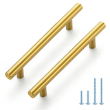 JOY DECOR 45 Pack 6 Inch Cabinet Pulls Kitchen Cabinet Handles with 3-3/4 Inch Hole Center Brushed Brass Cabinet Hardware Stainless Steel Kitchen Drawer Pulls for Cabinets Cupboard, 96mm Hole Centers
