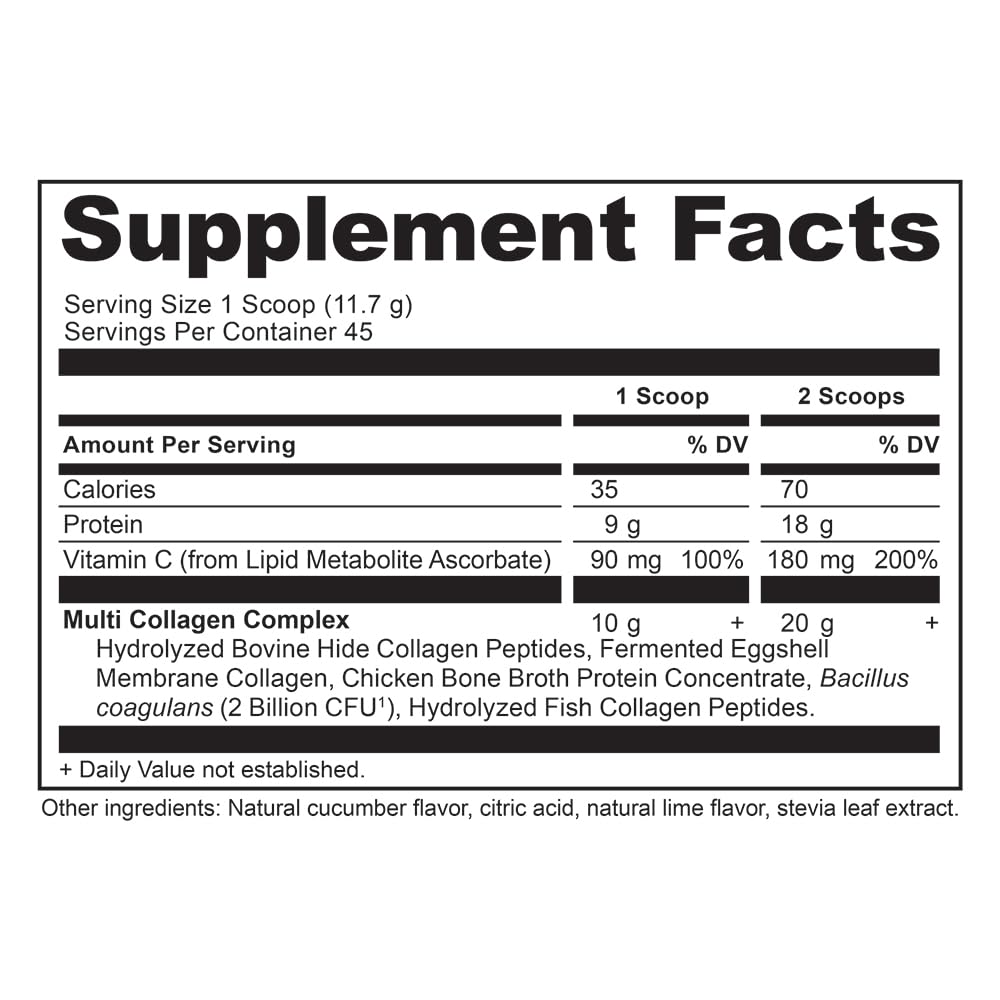 Ancient Nutrition Collagen Powder Protein, Multi Collagen Protein, Cucumber Lime, Hydrolyzed Collagen Peptides Supports Skin and Nails, Joint Supplement, 18.6oz