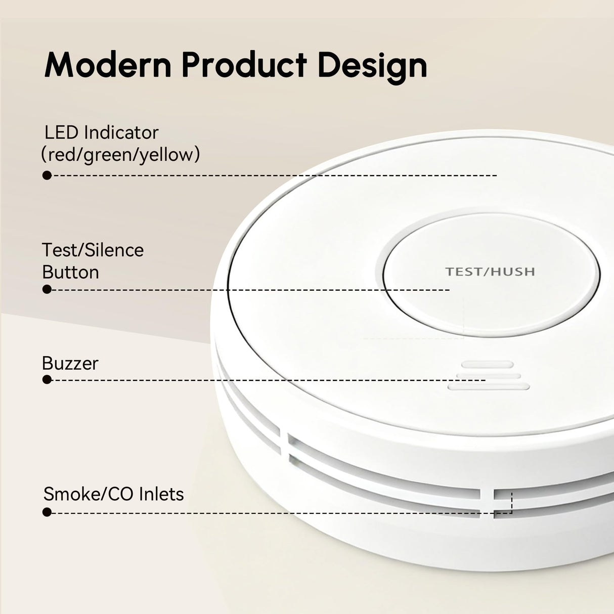 Smoke Detector Carbon Monoxide Detector Combo 10 Year Battery, KARUOTOP Smoke Alarm CO Detector with Large Test/Silence Button, Adhesive or Screw Installation