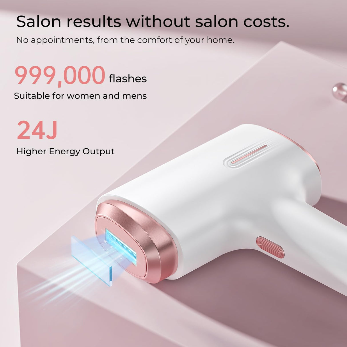 Finequin Laser Hair Removal for Women & Men, 45°F Ice-Cooling Contact, Safe & Virtually Painless Alternative to Salon IPL Hair Removal Device, Long-Lasting Hair Removal from Home, with Razor & Glasses