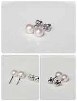 Freshwater Pearl Earrings with Screw Back for Women Silver Stud (Pearl-6mm)