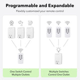BN-LINK Mini Wireless Remote Control Outlet Switch Power Plug in for Household Appliances, Wireless Remote Light Switch, LED Light Bulbs, White (1 Remote + 3 Outlet) 1250W/10A