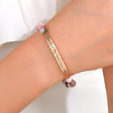 Inspirational Bracelets for Women,18K Gold Plated Christian Bible Verse Faith Jewelry, Religious Jesus Prayer Gift for Mom, Sister, Friend (DON'T LET THE HARD DAYS WIN-Pink Zebra Jasper-Rose Gold)