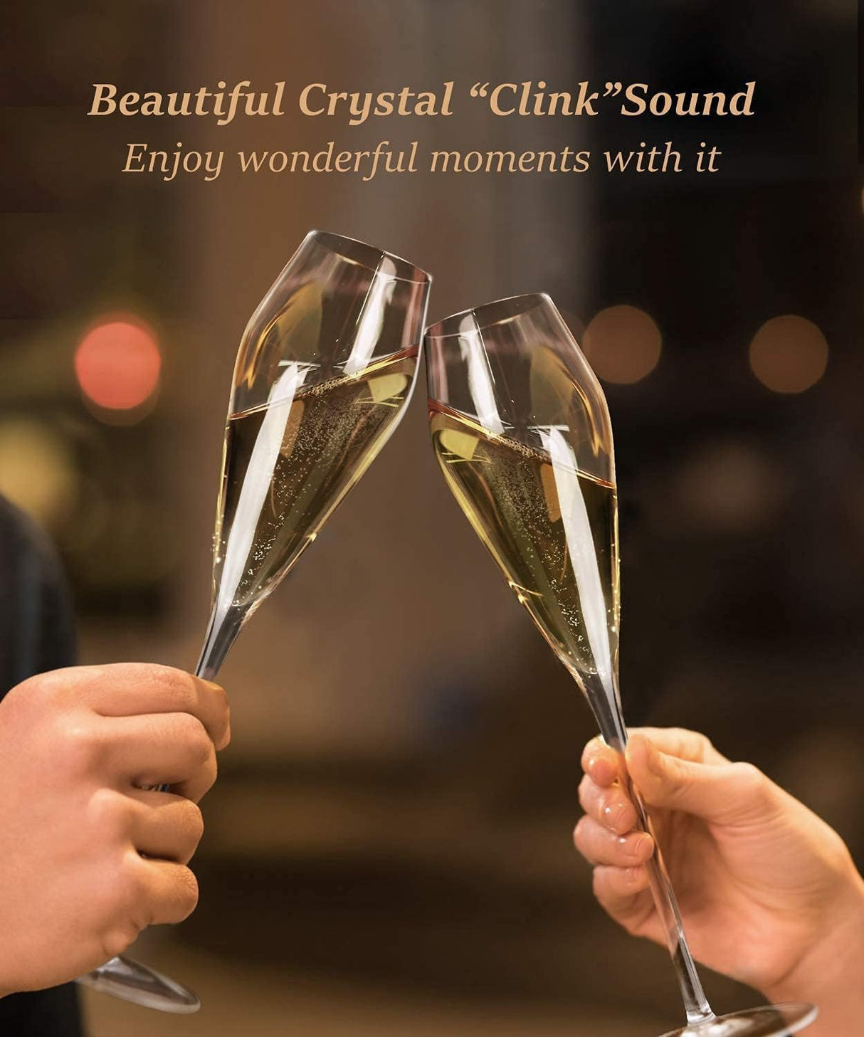 Champagne Flutes Glasses Set of 4, Hand Blown Crystal Wedding Flutes Glass, Ideal for Weddings, Anniversaries, Christmas, Special Days, 10.5 inch, 7.5 oz, Clear