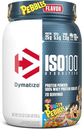 Dymatize x Fruity Pebbles ISO100 Whey Protein Powder Isolate, 25g of Protein, 20 Servings, 5.5g BCAAs, 120 Cal., Gluten Free, 1g Fat, 1g Sugar, 2g Carb