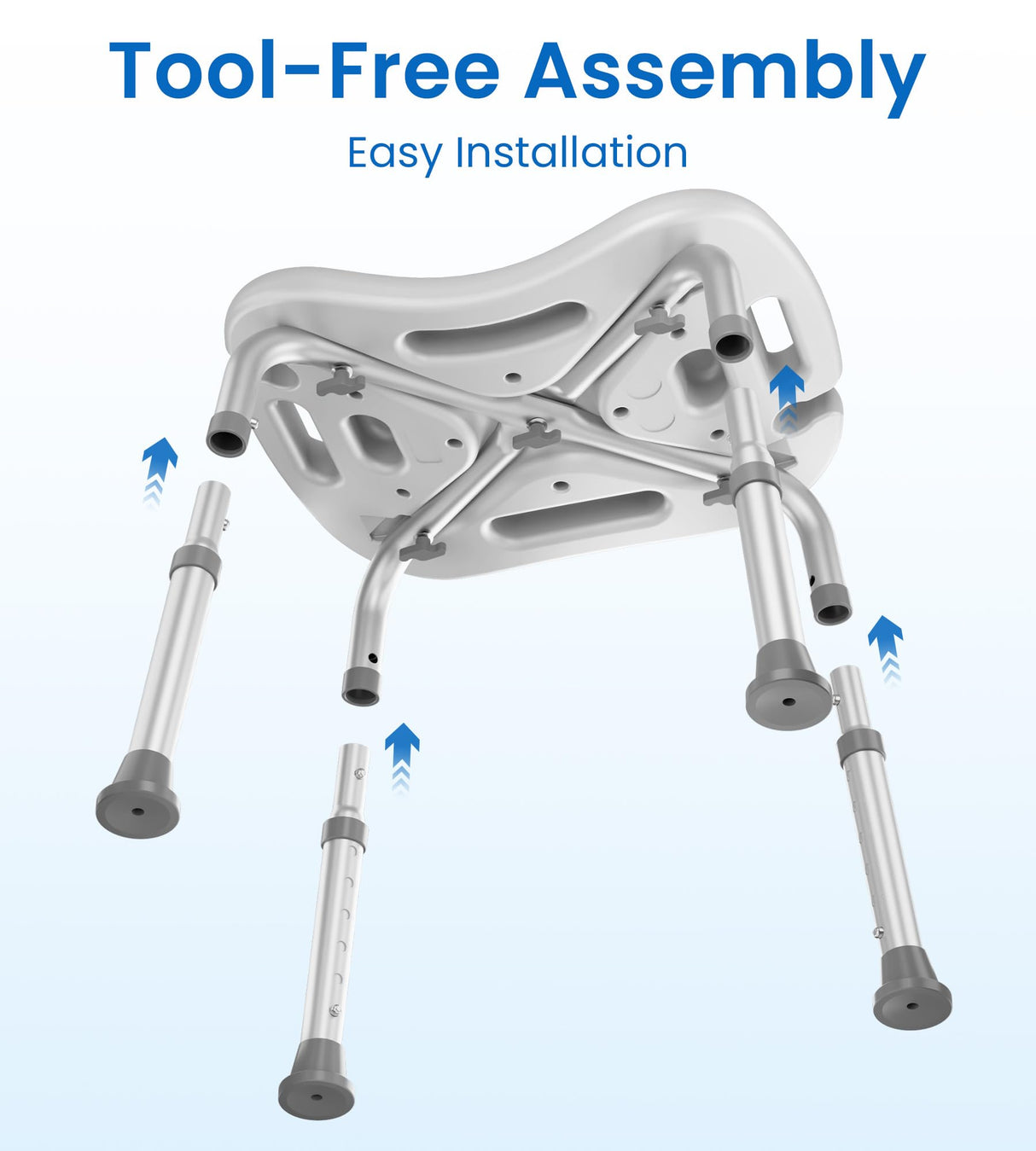 HOMLAND Shower Chair for Inside Shower, FSA/HSA Eligible, Adjustable Shower Stool with Strong Non-Slip Feet, 350 lbs Shower Seat for Inside Tub, Bench Bath Chair for Elderly and Disabled, Grey