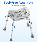 HOMLAND Shower Chair for Inside Shower, FSA/HSA Eligible, Adjustable Shower Stool with Strong Non-Slip Feet, 350 lbs Shower Seat for Inside Tub, Bench Bath Chair for Elderly and Disabled, Grey