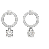 Swarovski Attract Circle Pierced Earrings with Circle Cut Crystals and matching Pavé on a Rhodium Plated Post with Butterfly Back Closure
