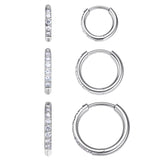 VOJO Moissanite Titanium Huggie Hoop Earrings for Women (White Gold)