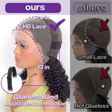 HIRIREMY Deep Wave BOB Wig Human Hair 13x4 HD Curly BOB Lace Front Wigs Human Hair Pre Plucked Wear And Go Glueless Short Curly Frontal BOB Wigs For Black Women Wet And Wavy 14 Inch