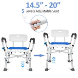 KingPavonini Shower Chair for Inside Shower, 550LBs Heavy Duty Bath Chair with Arms, Medical Shower Seat, Bath Stool Safety Shower Bench with Reinforced Crossing Bar for Elderly, Adults, Disabled