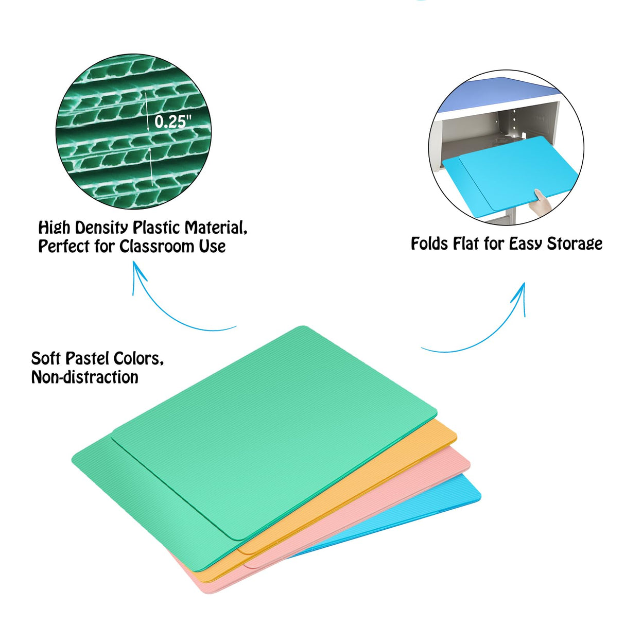 Colorful 24-Pack Desk Dividers for Students, Durable Plastic Study Carrel Divider, Easy to Clean Privacy Classroom Shield Folder Boards for Student Desk Pink Orange Blue Green