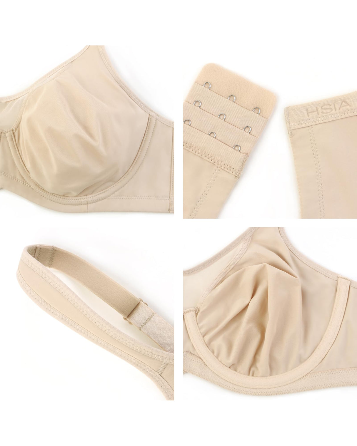 HSIA Minimizer Bras for Women Plus Size, Full Coverage Coolcomfort T Shirt Unlined Bra with Underwire & Wide Strap Support for Heavy Breast, Light Beige 38DD