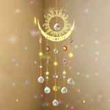 Artilady Sun and Moon Suncatcher - Large Crystal Wind Chimes for Outside Stained Glass Window Hanging Prisms Garden Backyard Ceiling Room Decor Christmas Housewarming Birthday Gift for Girls