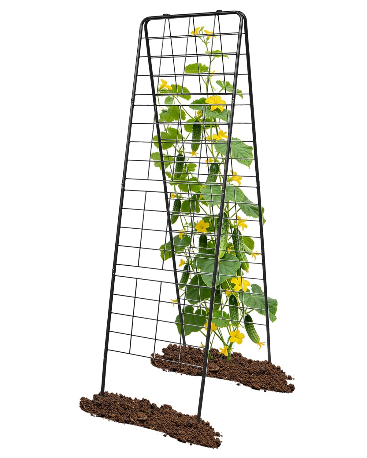 60"x16.2" Heavy Duty Steel A-Frame Garden Trellis for Climbing Plants – Rust-Proof Metal Trellis with Hardware Cloth, Perfect for Raised Beds,Cucumbers,Tomatoes & Outdoor Vines (Black)