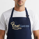 Personalized Aprons with Custom Name, Chef Apron for Cooking, Personalized Gifts Men, Apron Gifts Women with Pockets, Waterproof Chef Apron, Husband Dad Gifts for Christmas, Grill Gifts for Men
