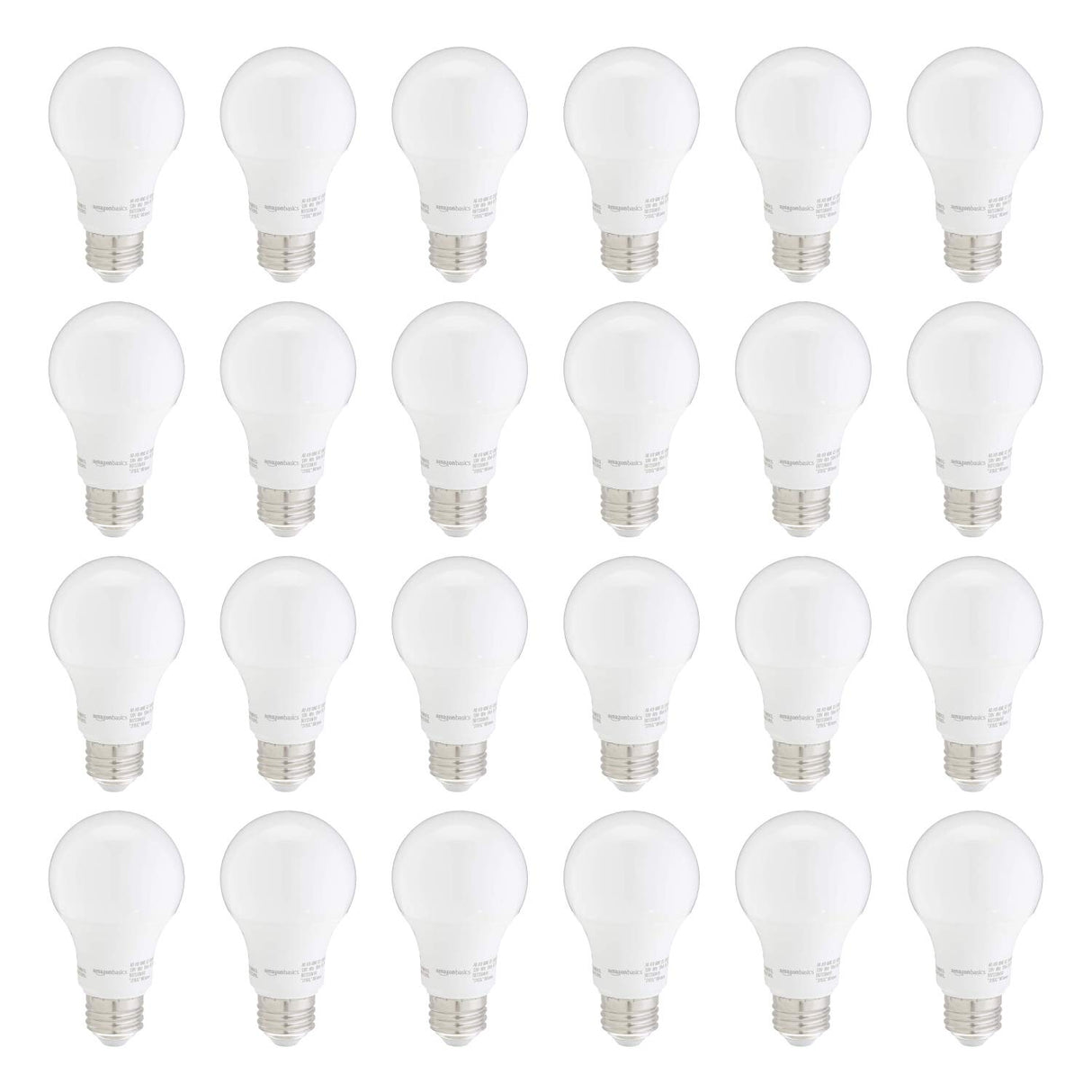 Amazon Basics A19 LED Light Bulbs, 60W Equivalent, Daylight White 5000K, Non-Dimmable, Energy Efficient 9W, E26 Base, 10,000 Hour Lifetime, 24-Pack