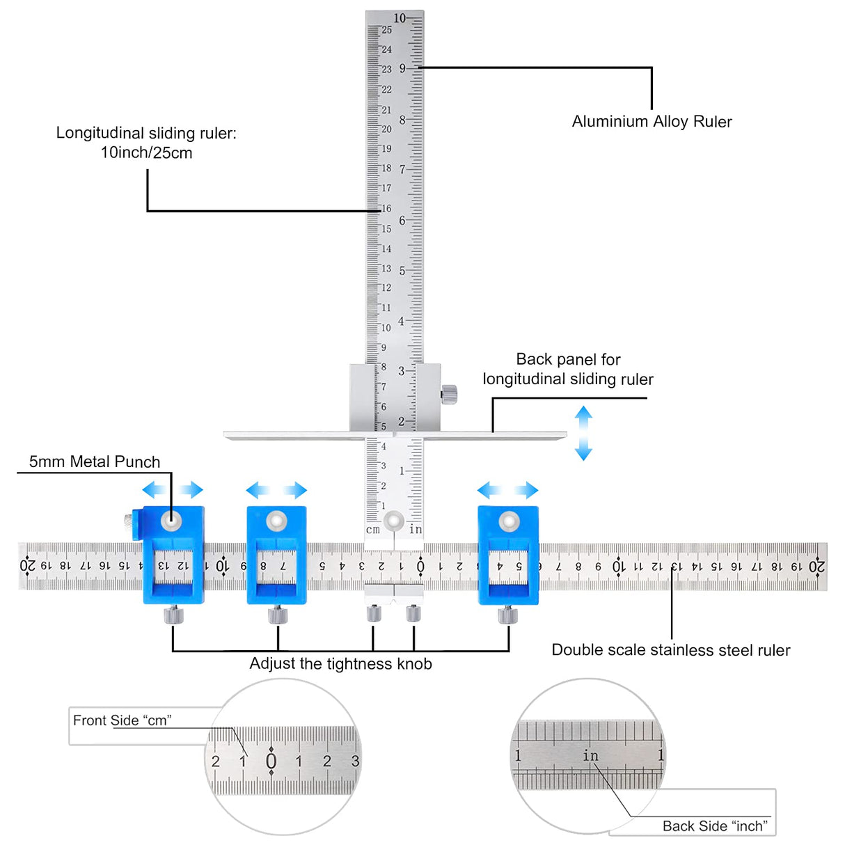 King&Charles Cabinet Hardware Jig, Metal Cabinet Handle Jig with Automatic Center Punch, Perfect Set - Avoid Jitter Caused by Direct Drilling, Use for Handles and Pulls on Drawers/Doors.