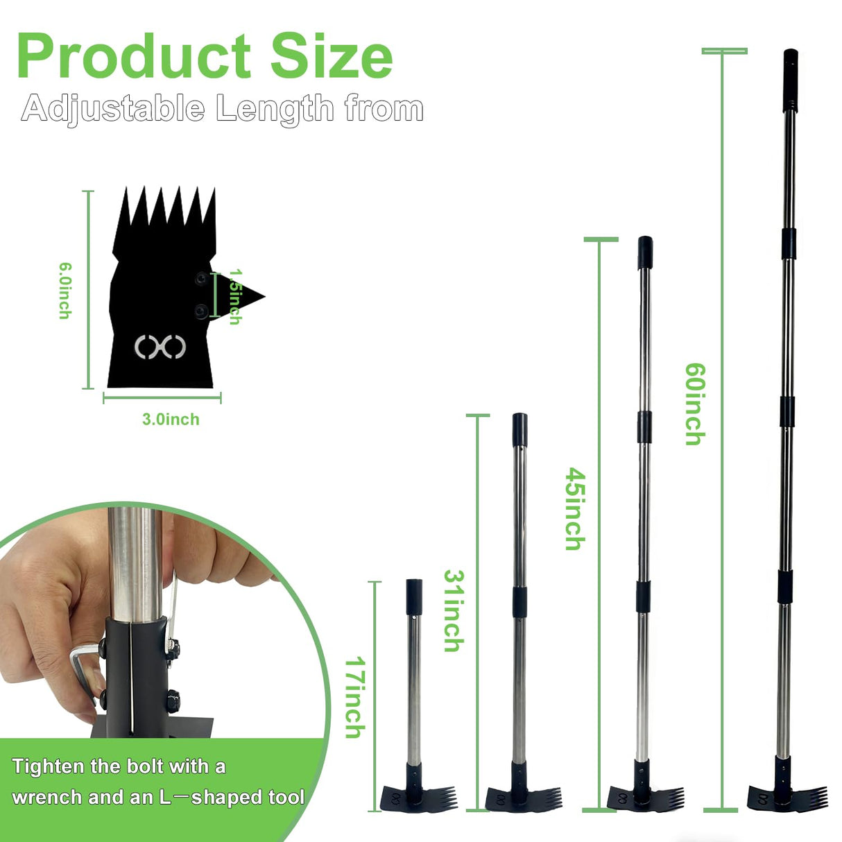HAWCAFU Weed Puller Tool with Long Handle 3 in 1 Manual Garden Hoe Heavy Duty Weeder Remover Tool for Yard, Lawn, Patio and Garden